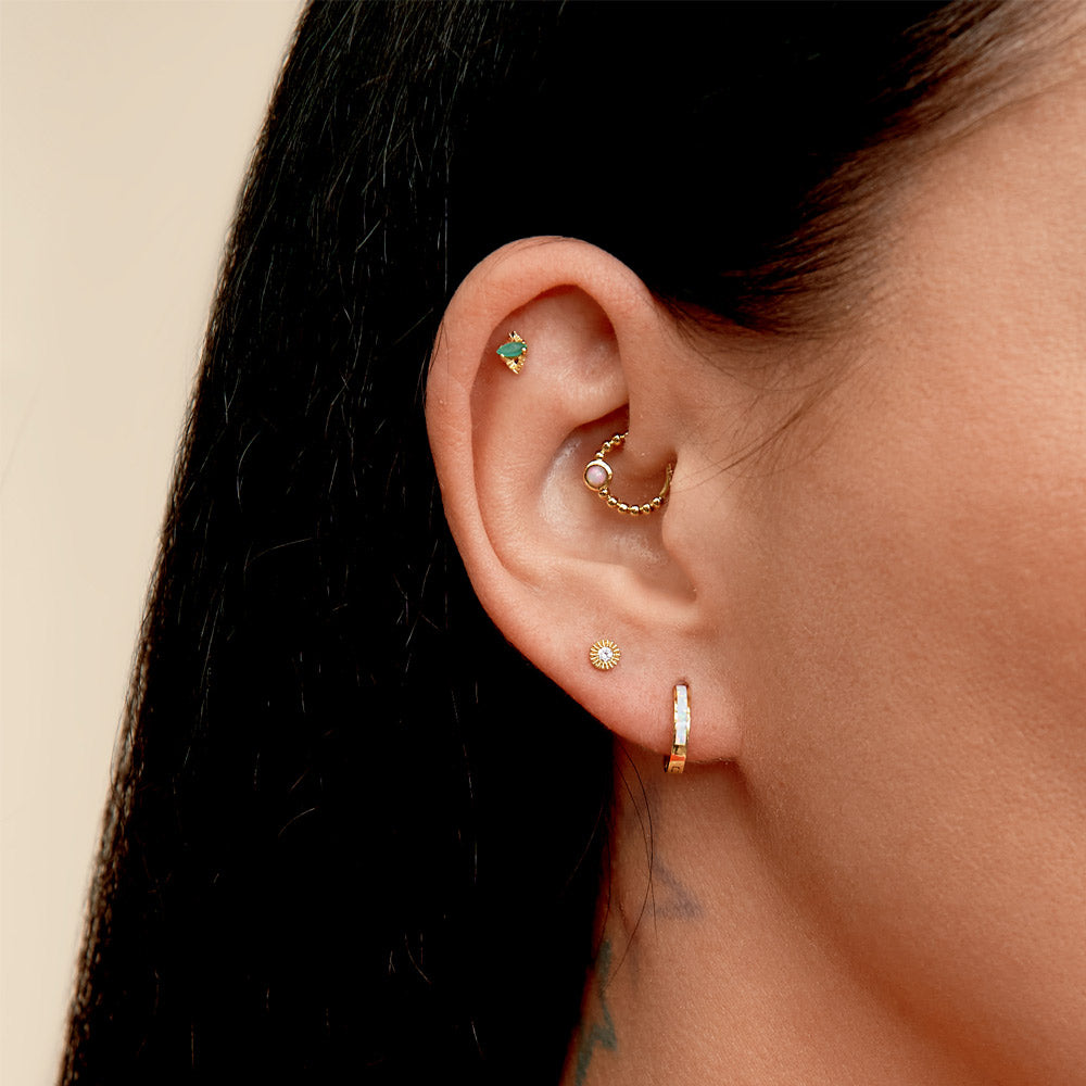 Beaded Opal Clicker Earring