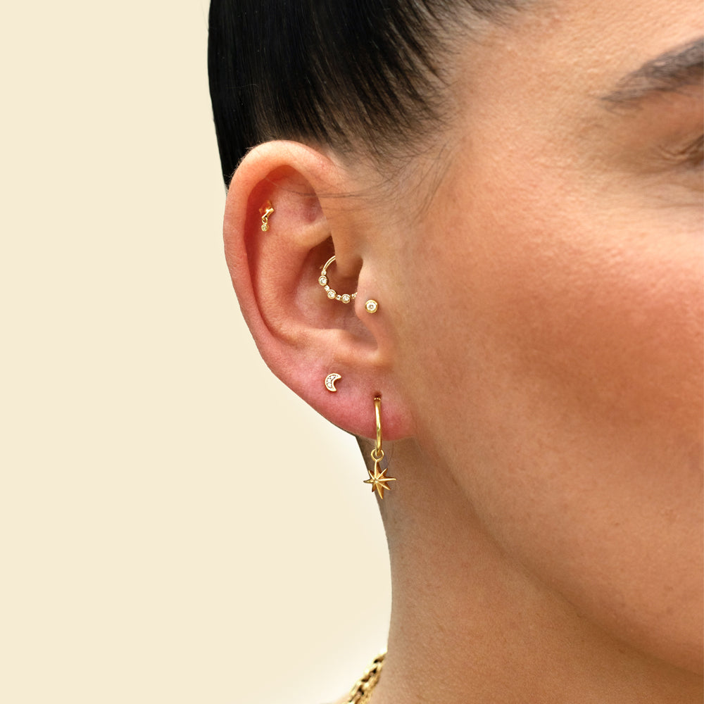 Moon Diamond Piercing Earring