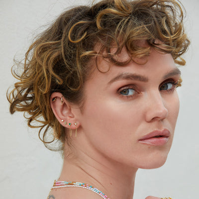 White Sapphire Chain Loop Earring