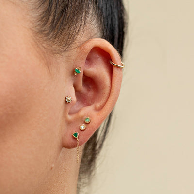 Emerald Chain Loop Earring