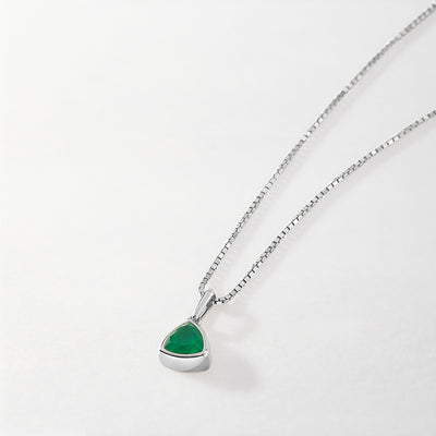Green Onyx May Birthstone Necklace - Silver