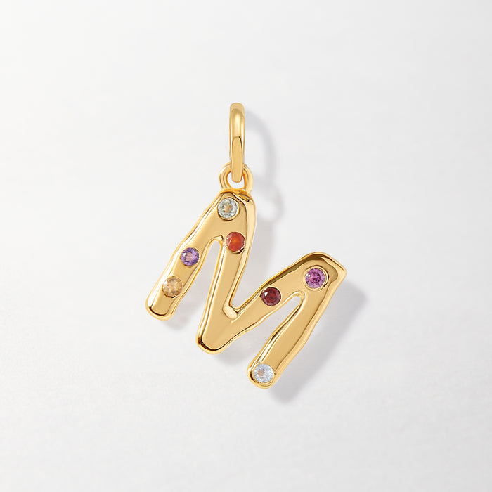 Rainbow Initial Pendant - Gold