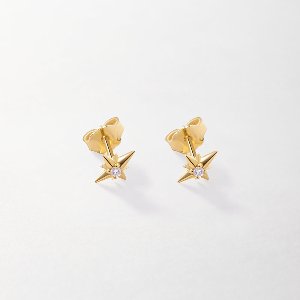 North Star Diamond Earrings - Yellow Gold