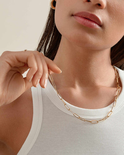  DoreenBeads Gold Paperclip Chain Necklace for Women