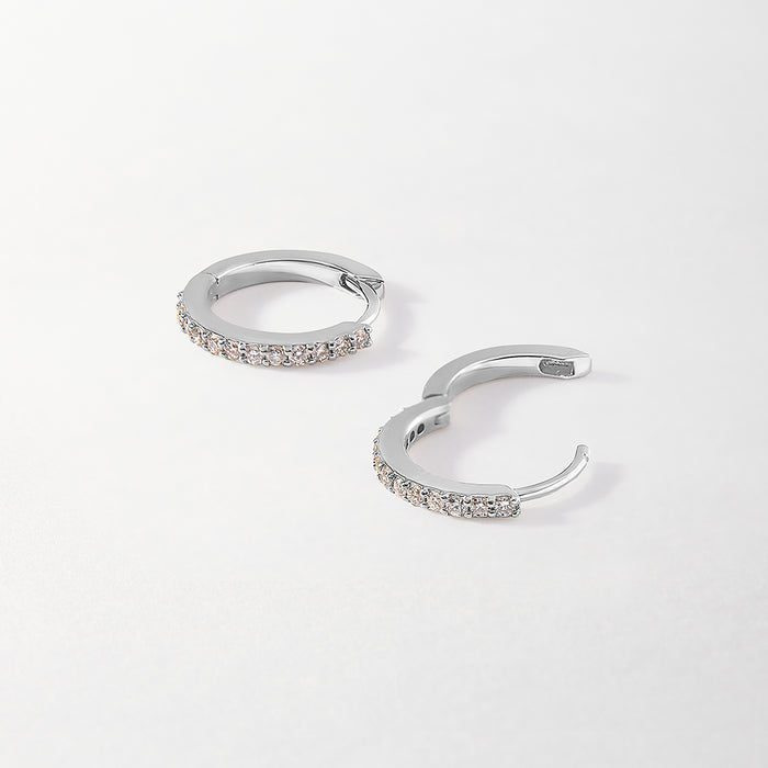 Pavé Diamond Huggies - White Gold