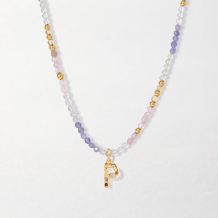 Wisteria Gemstone Initial Necklace