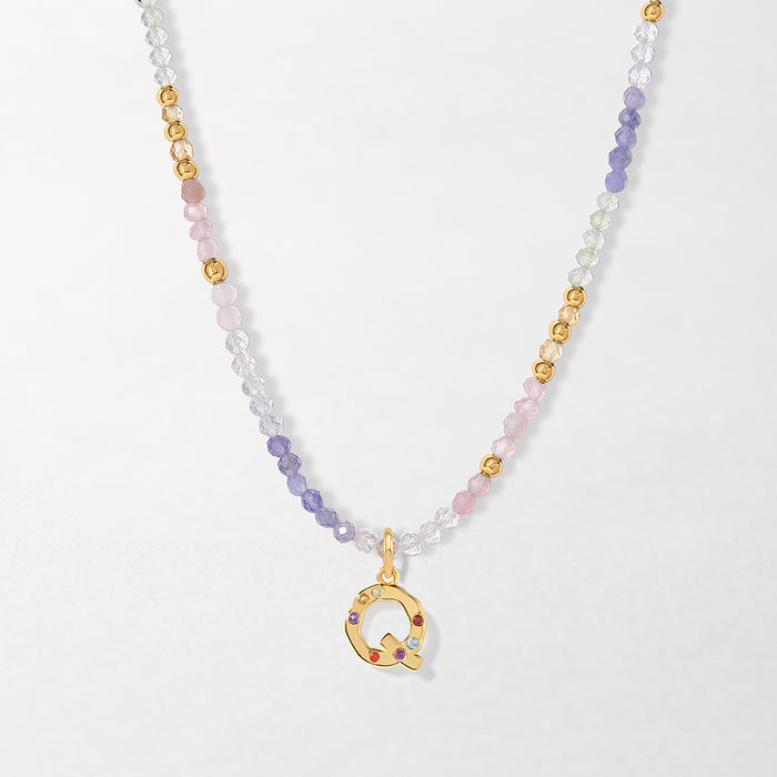 Wisteria Gemstone Initial Necklace