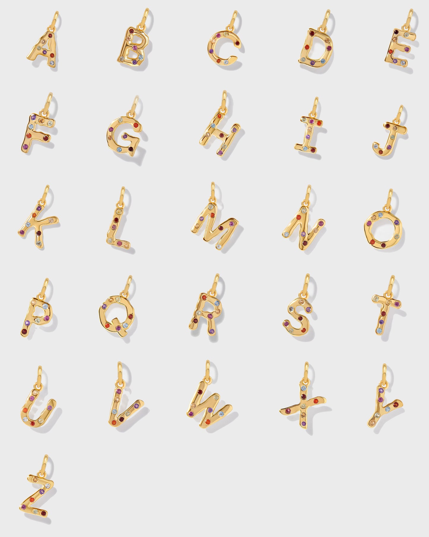 Rainbow Initial Pendant - Gold