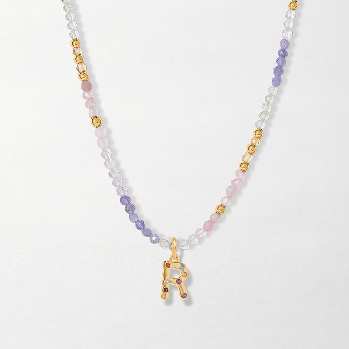 Wisteria Gemstone Initial Necklace
