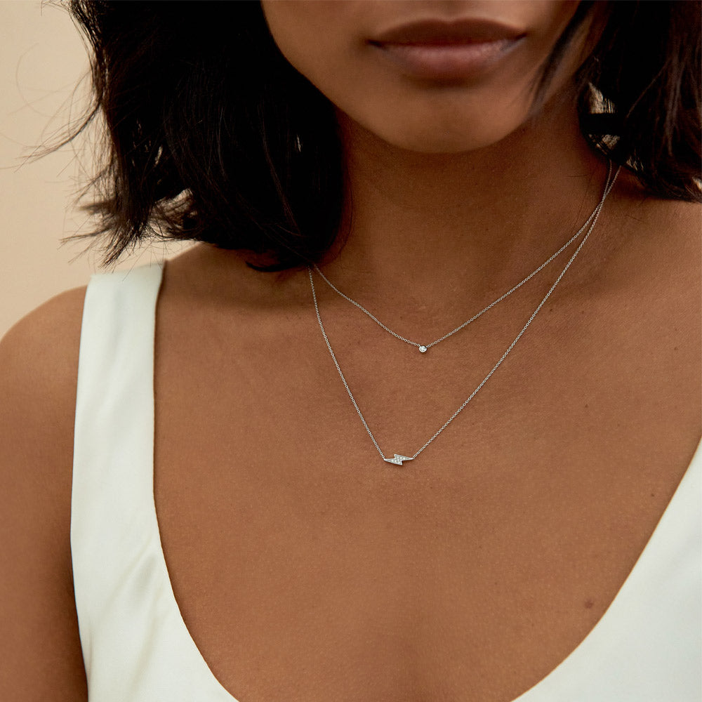 Solitaire Diamond Necklace White Gold – EDGE of EMBER