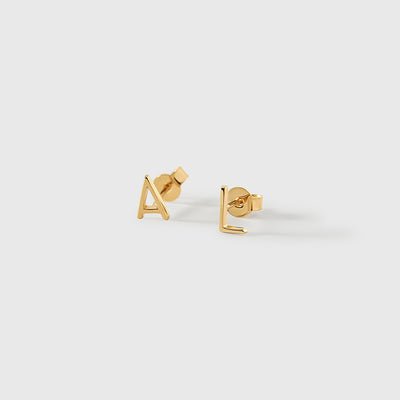 Solid Gold Initial Stud Earring - Single