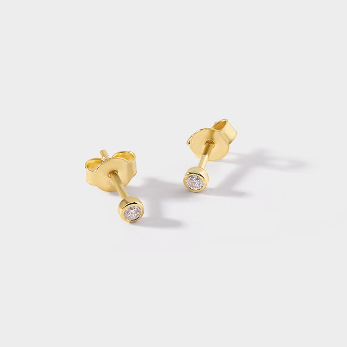 Solitaire Diamond Earrings - Yellow Gold
