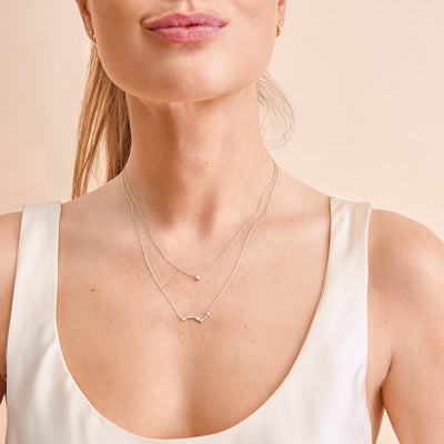 Dainty Solitaire Diamond Necklace - White Gold