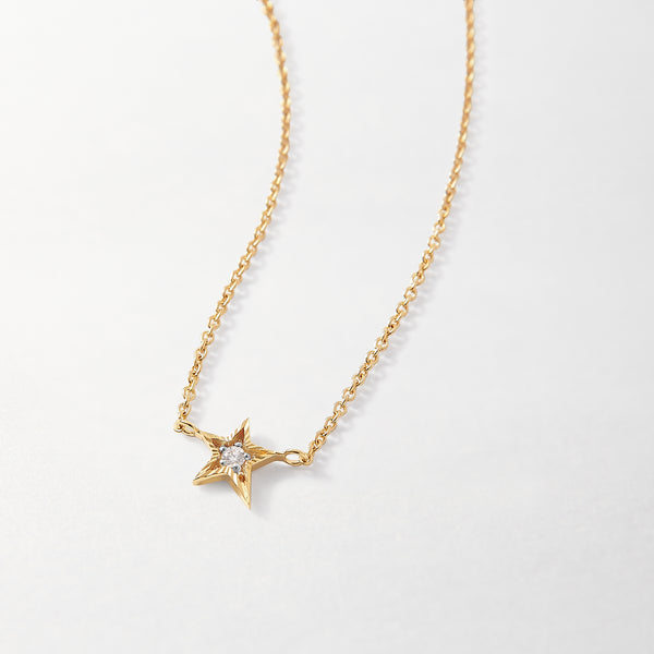 18K White Gold Kite Diamond Setting Multi-Stone Set Pentagram Star Necklace  (0.44 Ct,E Color,