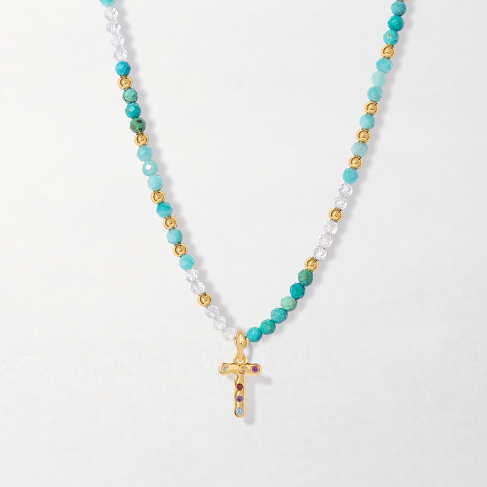 Azure Gemstone Initial Necklace