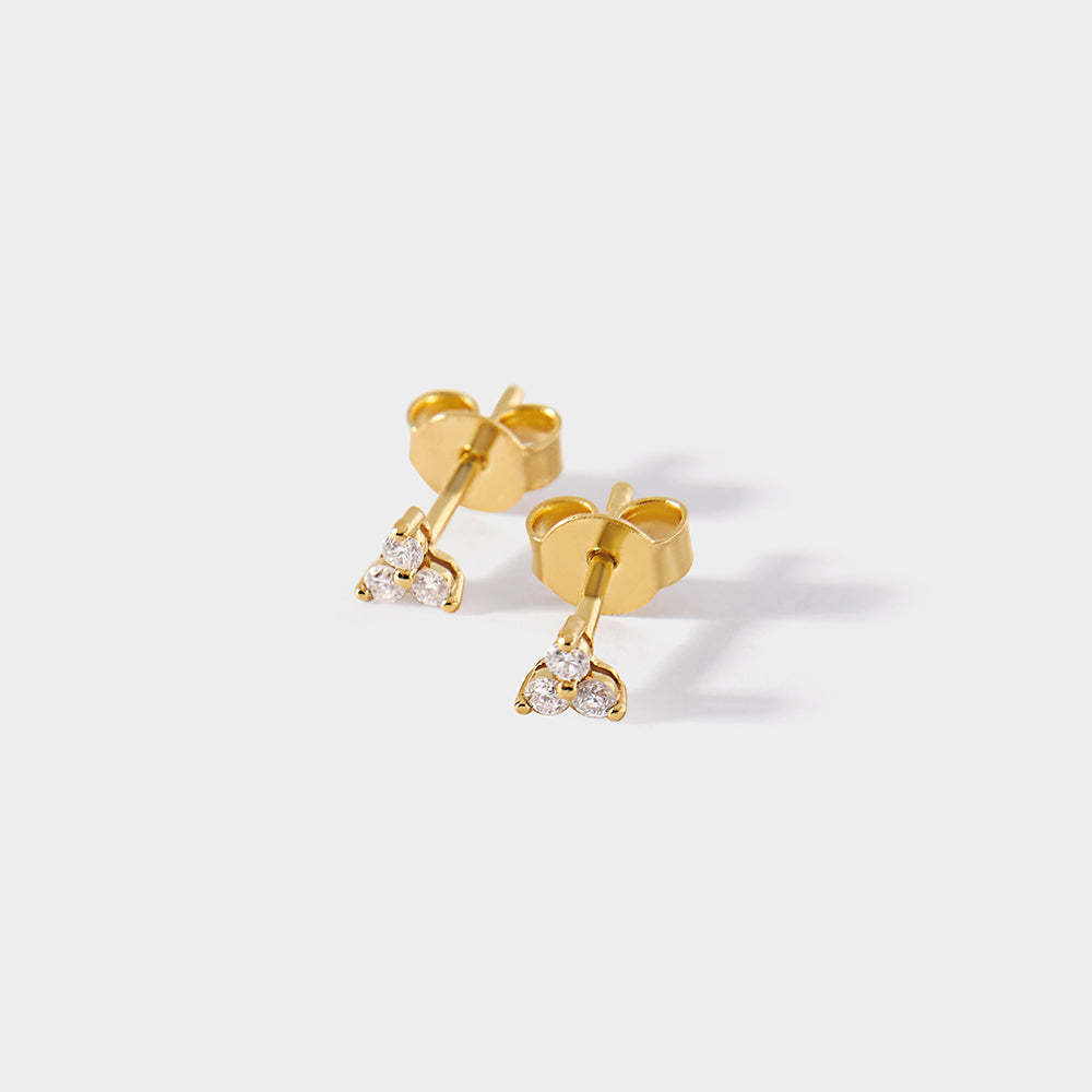 Trillion Diamond Stud Earrings - Yellow Gold – EDGE of EMBER
