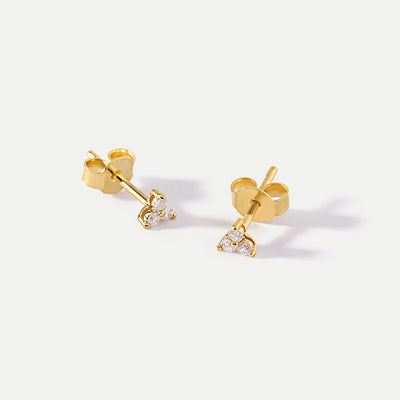 Trillion Diamond Stud Earrings - Yellow Gold