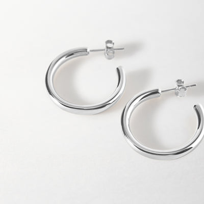 Sterling Silver Hoop Earrings with Click-Down Clasp