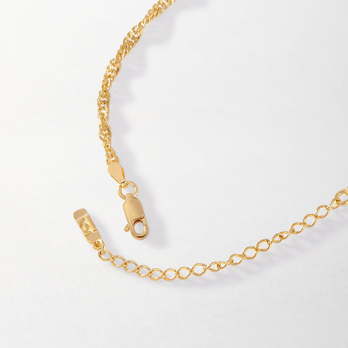 Rope Chain Bracelet 14K Yellow Gold - Solid