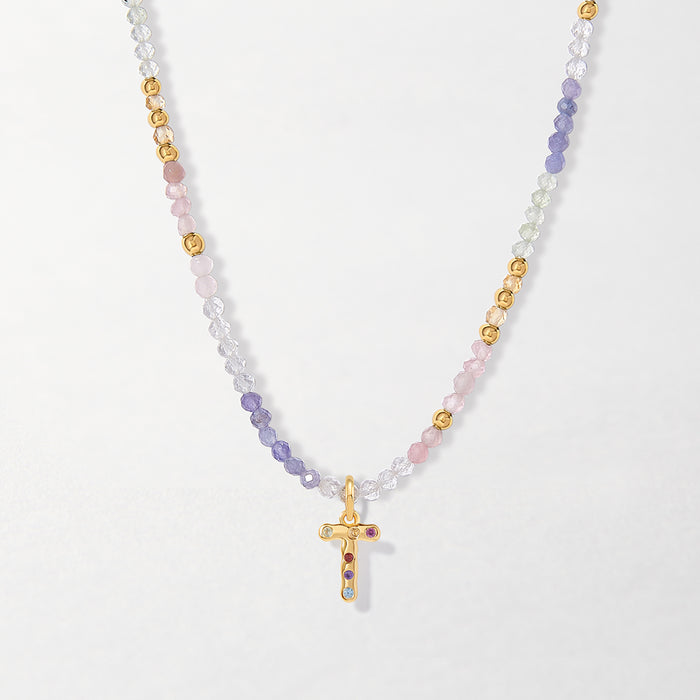 Wisteria Gemstone Initial Necklace