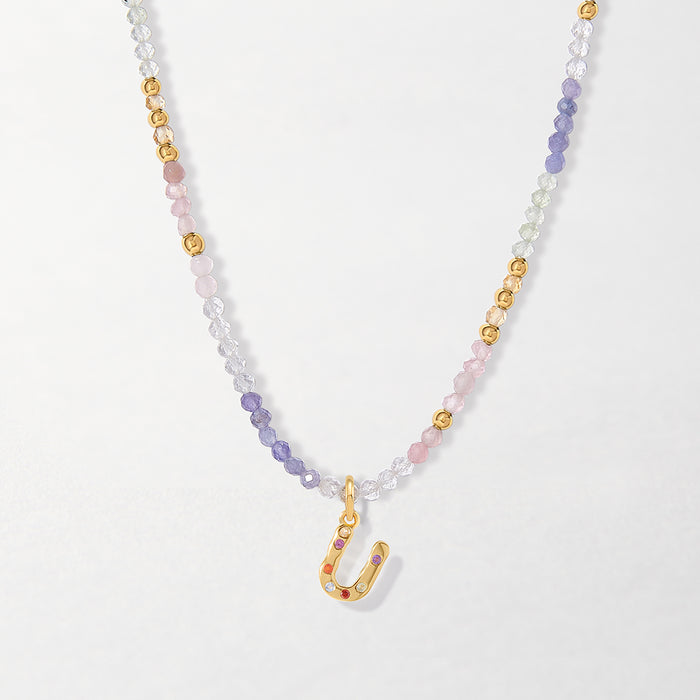 Wisteria Gemstone Initial Necklace