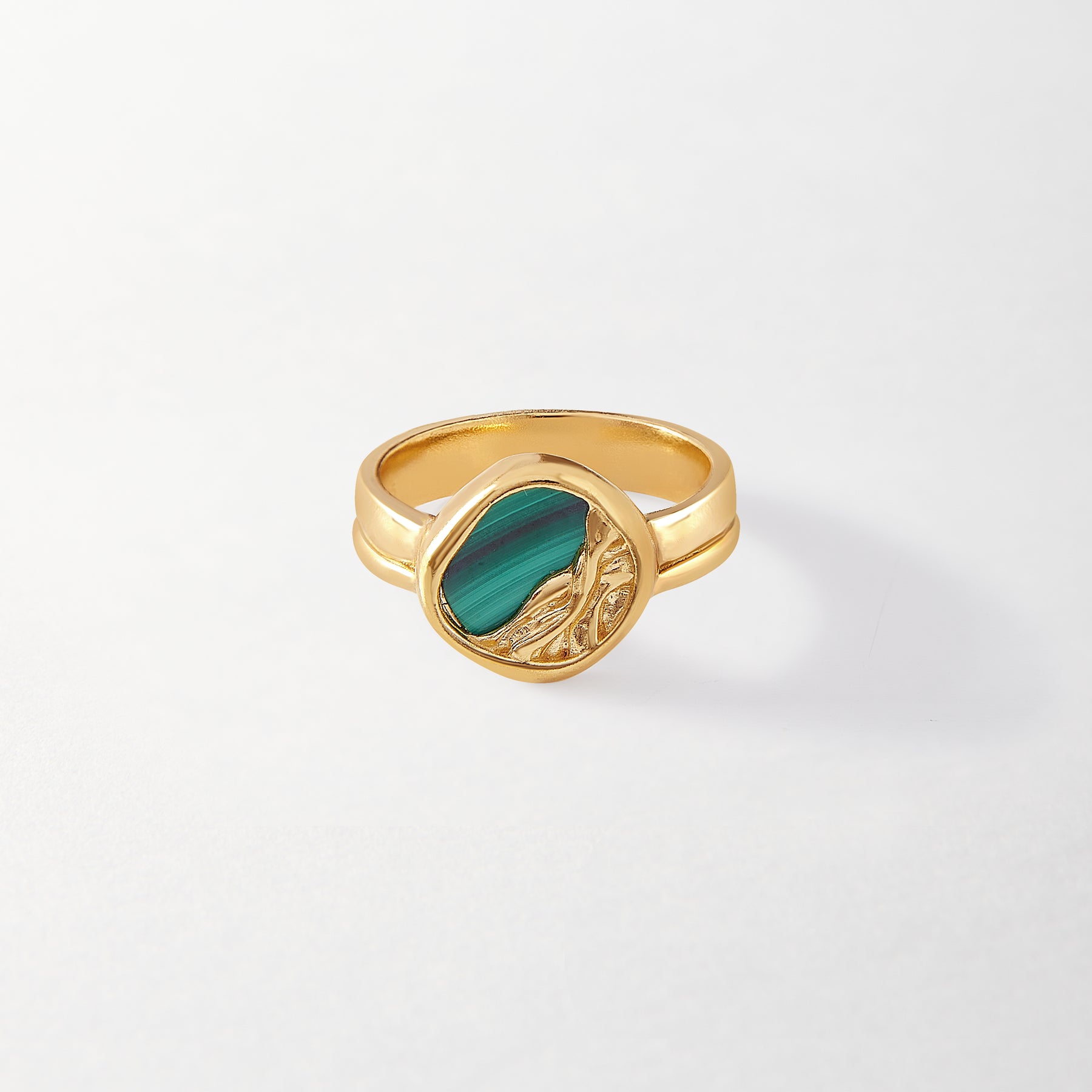Gold-plated Malachite Band Ring | Vintouch Jewels