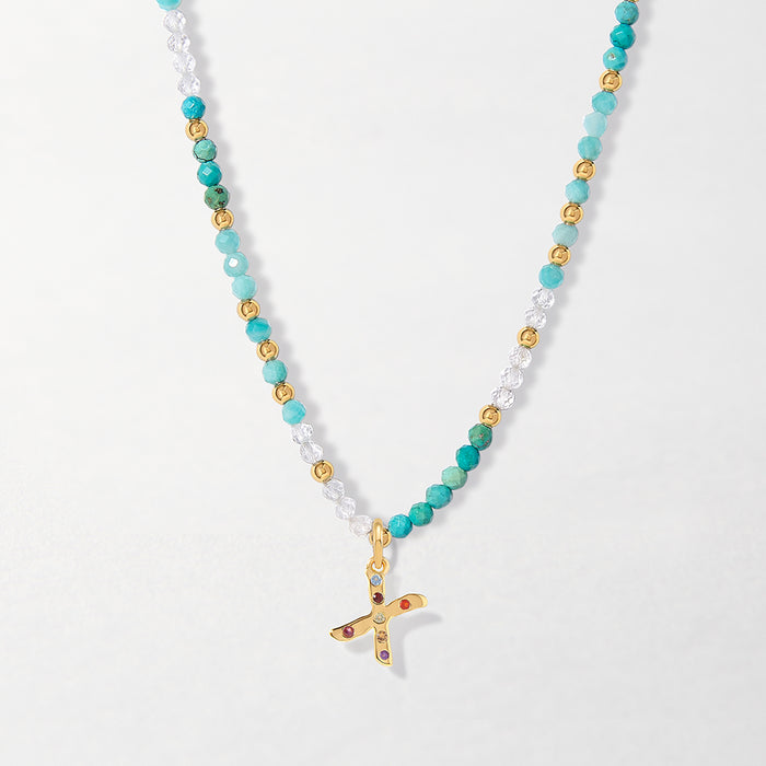 Azure Gemstone Initial Necklace