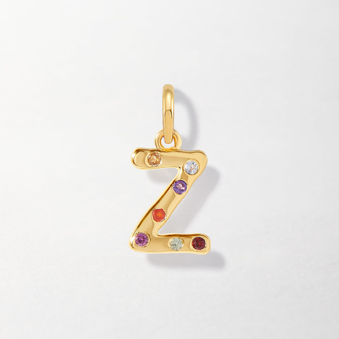 Rainbow Initial Pendant - Gold