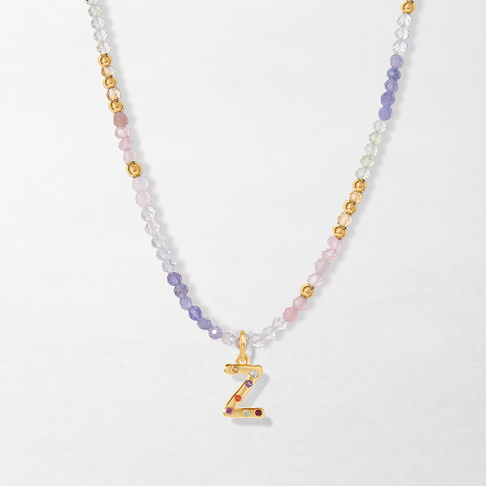 Wisteria Gemstone Initial Necklace