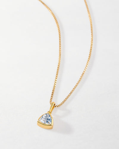 Blue Topaz December Birthstone Necklace - Gold