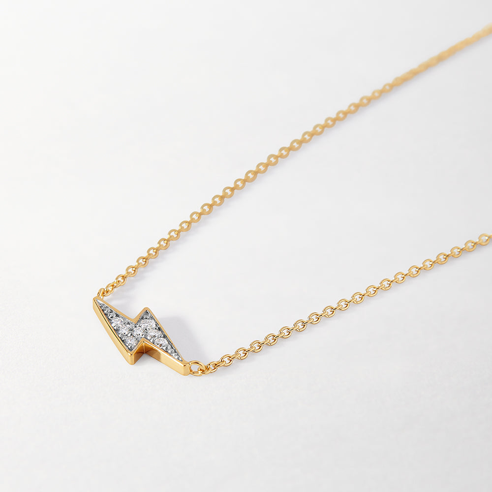 Bolt Diamond Necklace 14ct Solid Yellow Gold – EDGE of EMBER