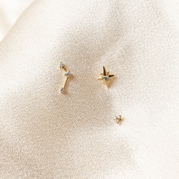North Star Diamond Earrings - Yellow Gold - Edge of Ember Jewellery