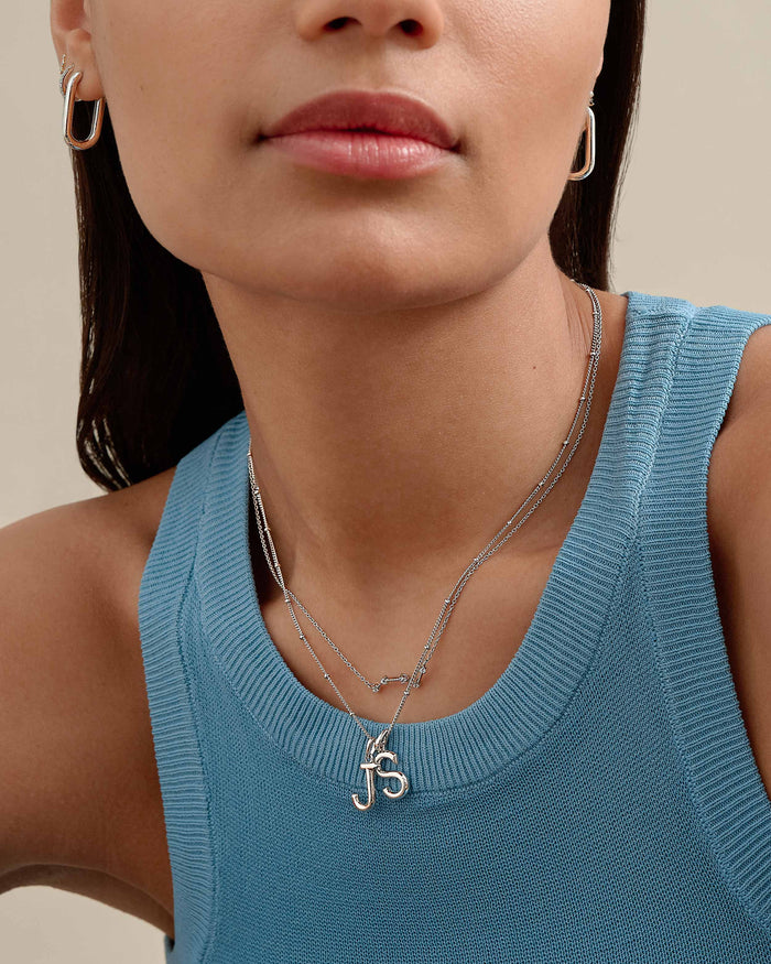 Sideways Double Initial Necklace