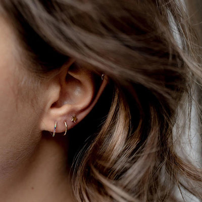 Geometric Double Piercing Earring Set, Triangle plus Circle – CookOnStrike
