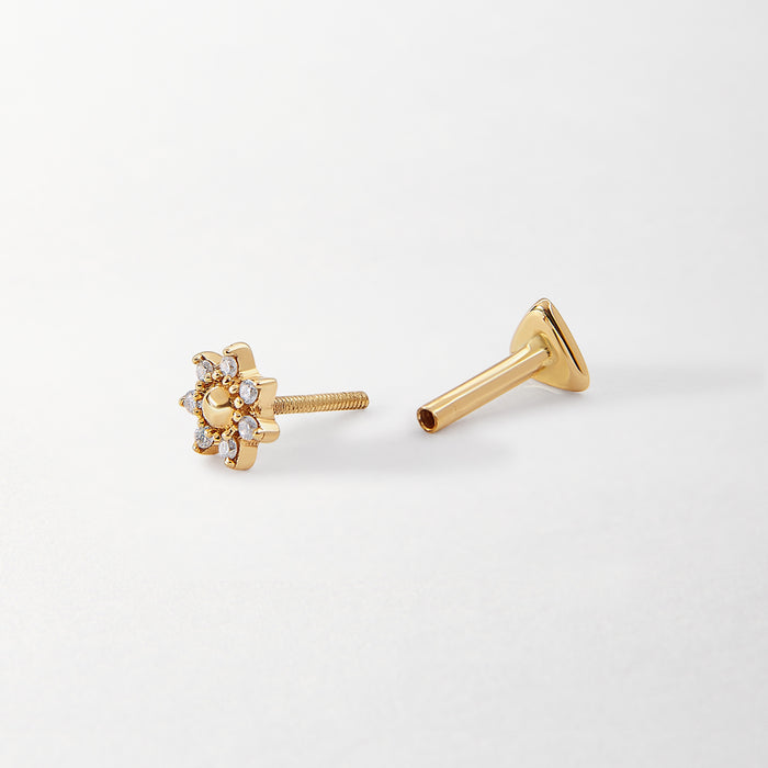 Flower Diamond Piercing Earring | 14k Gold Piercing Jewellery – EDGE of ...