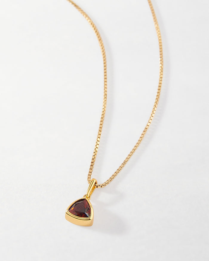 Garnet January Birthstone Necklace - Gold