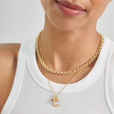 Custom Birthstone Initial Box Chain Necklace | Caitlyn Minimalist