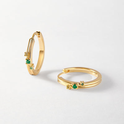 Intuition Emerald Huggie Earrings - Gold
