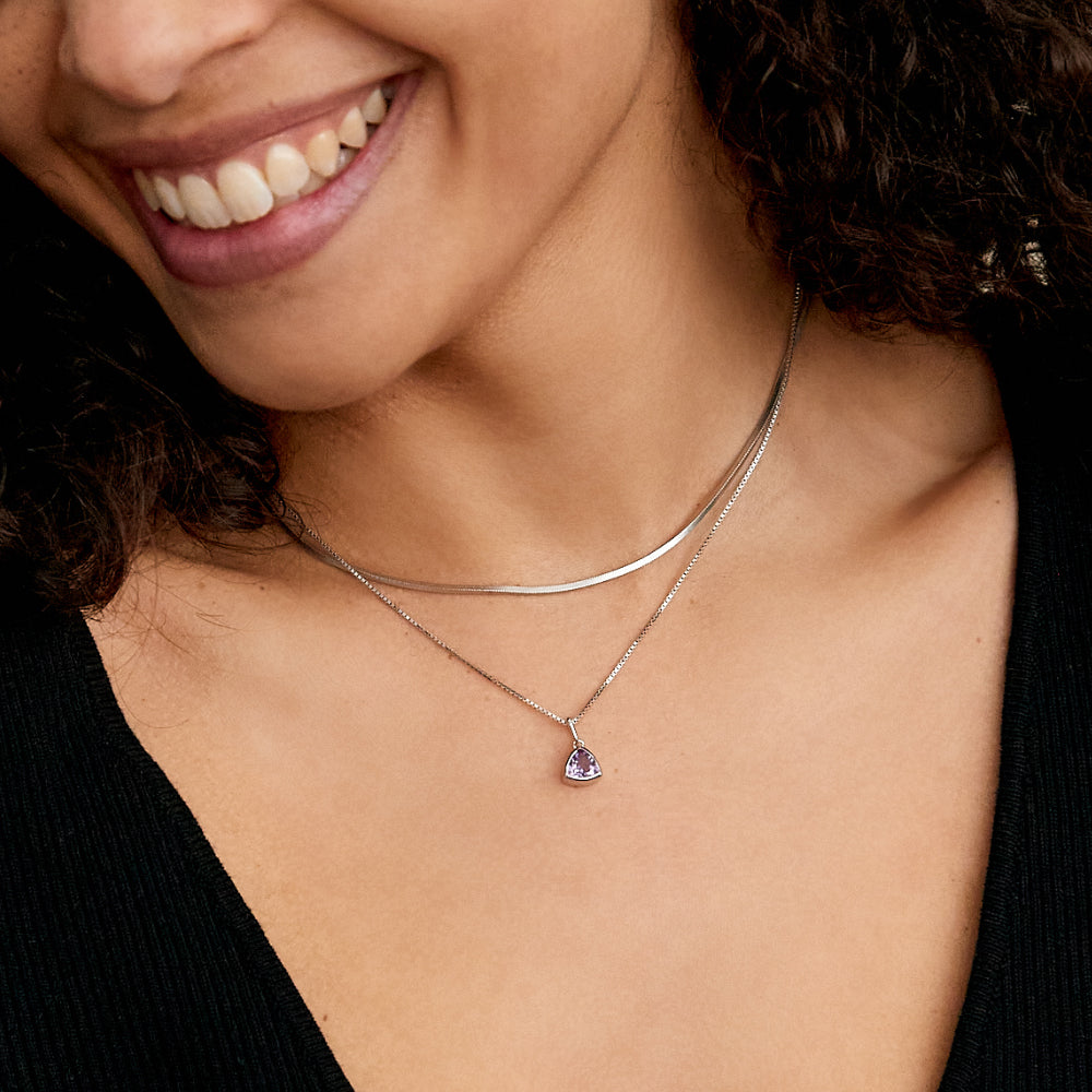 Sterling Silver Lotus Birthstone Necklace - February - Amethyst – by  charlotte