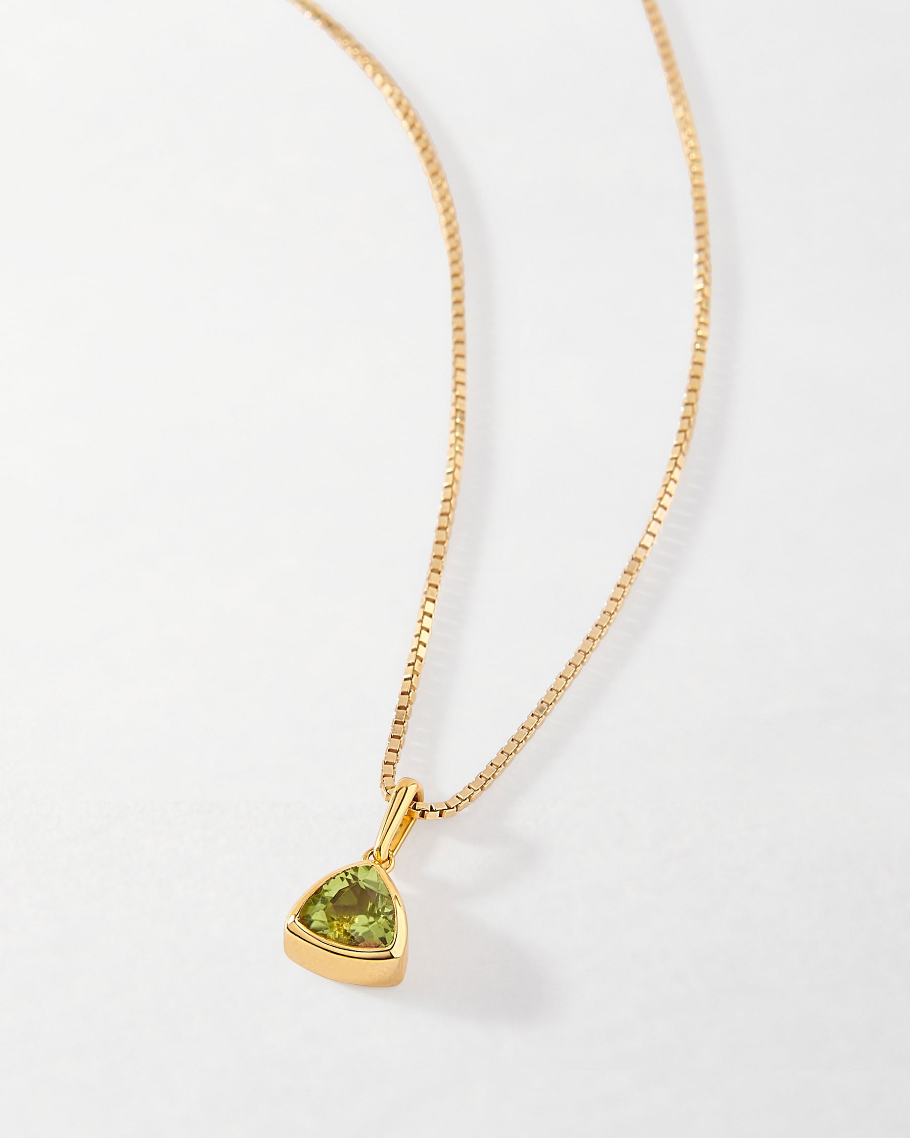 Peridot Moon Charm Necklace (Gold) | Decadorn