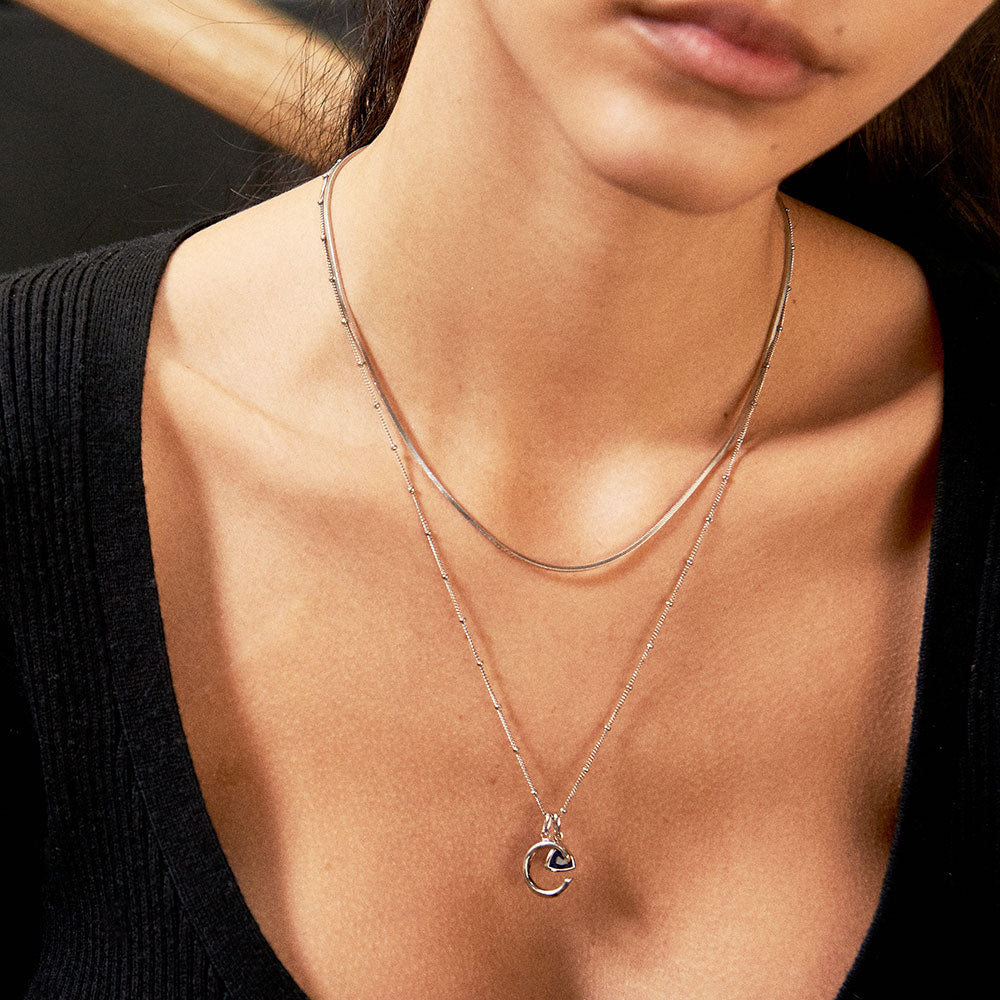 10K Rose Gold Heart September Birthstone Sapphire (LCS) Pendant Necklace