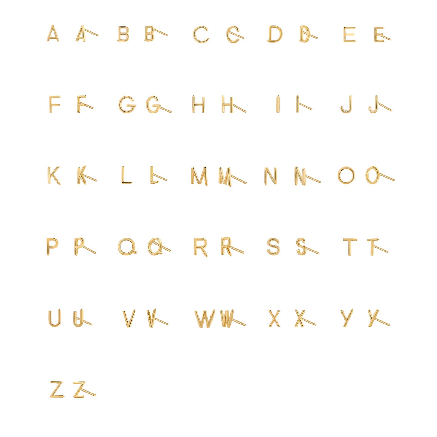 Solid Gold Initial Stud Earring