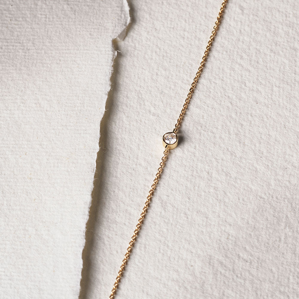 Solitaire Diamond Bracelet - White Gold - Edge of Ember Jewellery