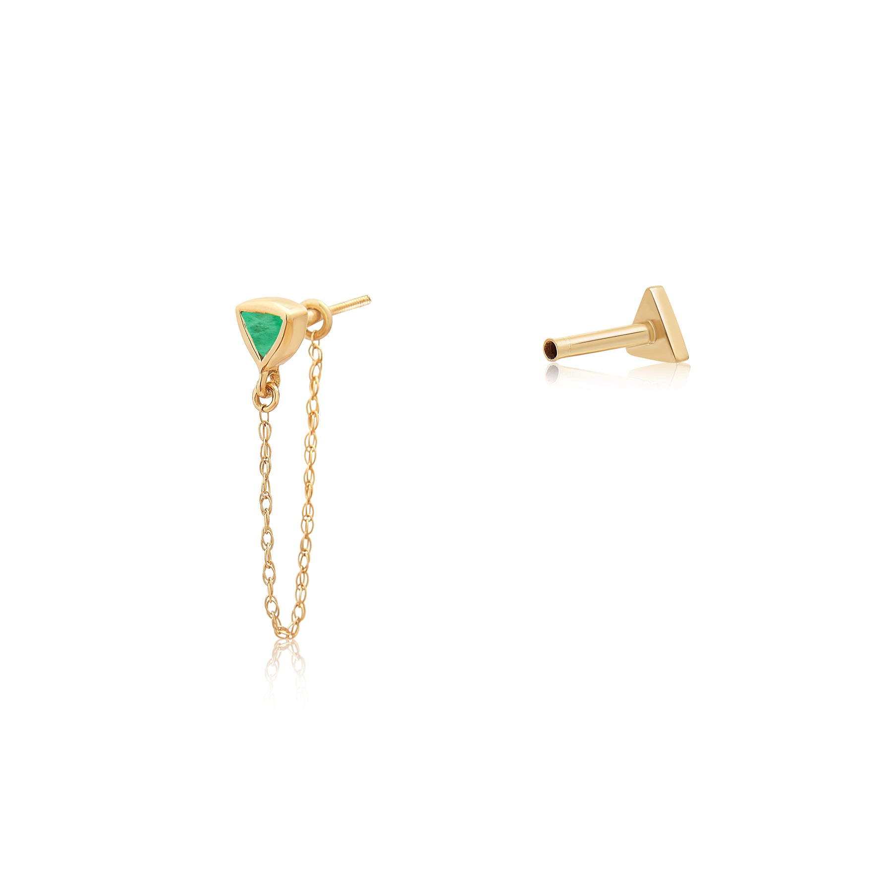 Emerald Front/Back Curb Chain Earrings