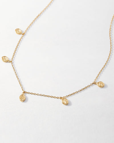 Victoria Coin Drop Choker Necklace - Gold
