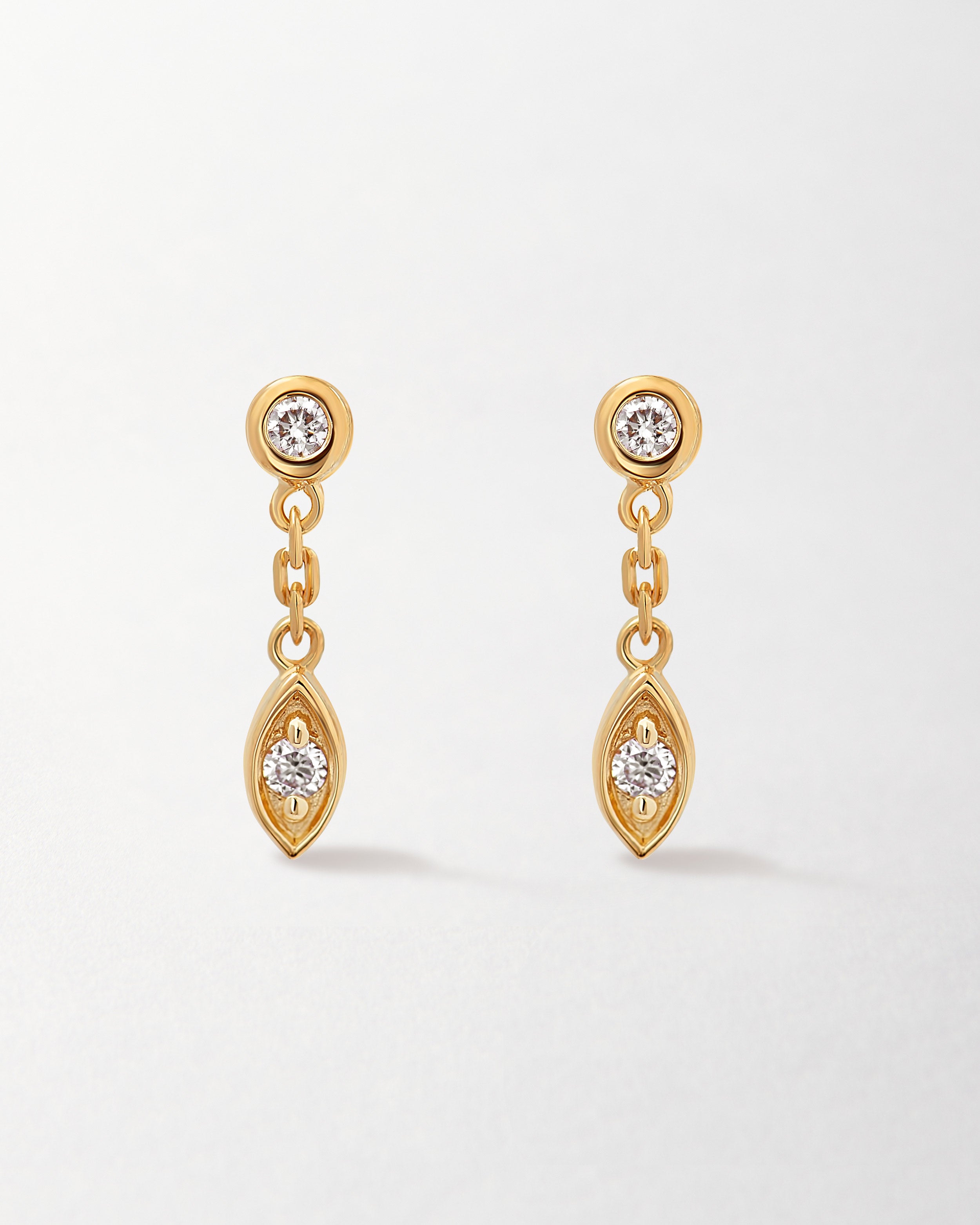 Diamond Mini Drop Earrings | 14ct Solid Yellow Gold – EDGE of EMBER