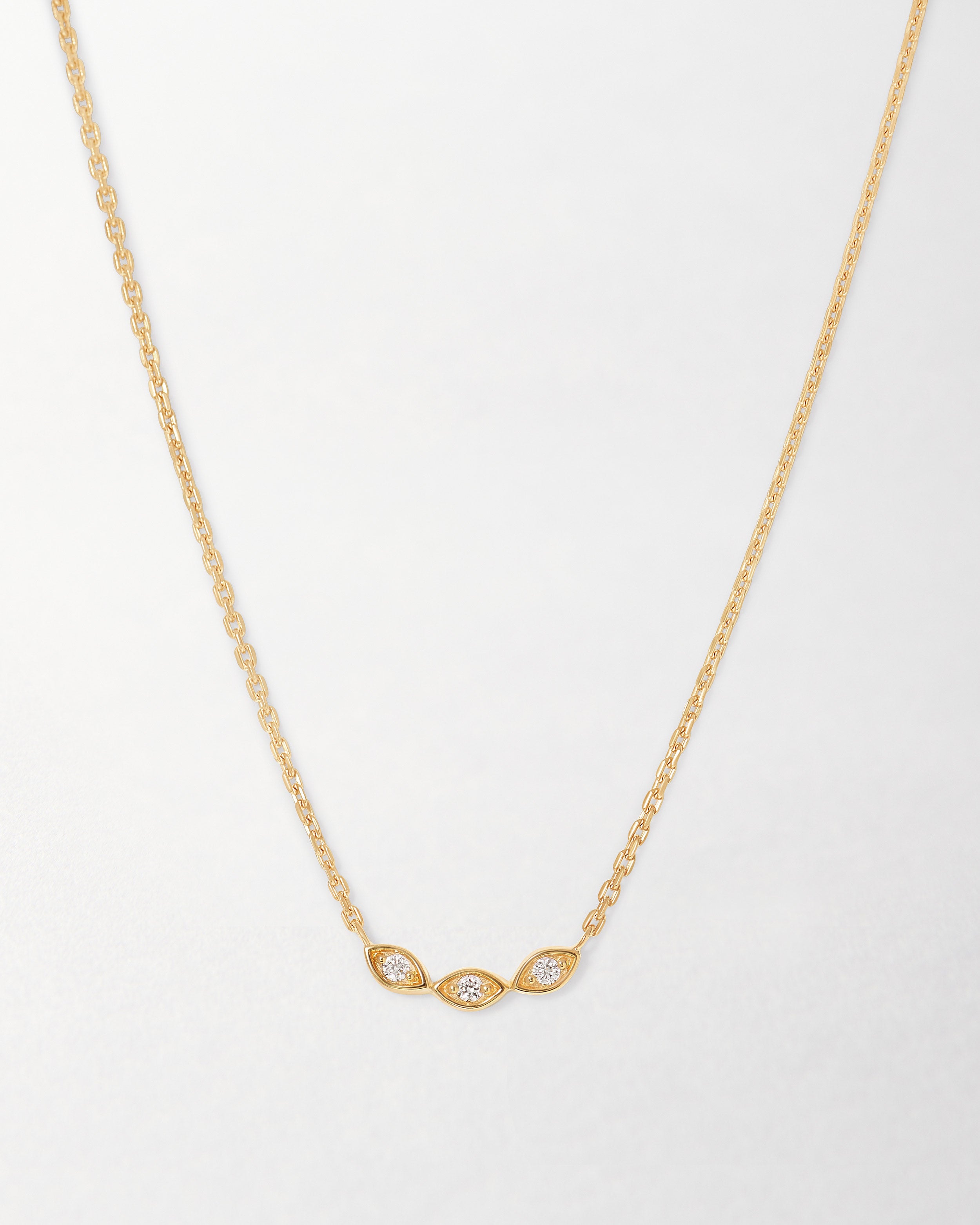 14k Solid Gold Graduated Trio Diamond Necklace, Dainty orders Necklace