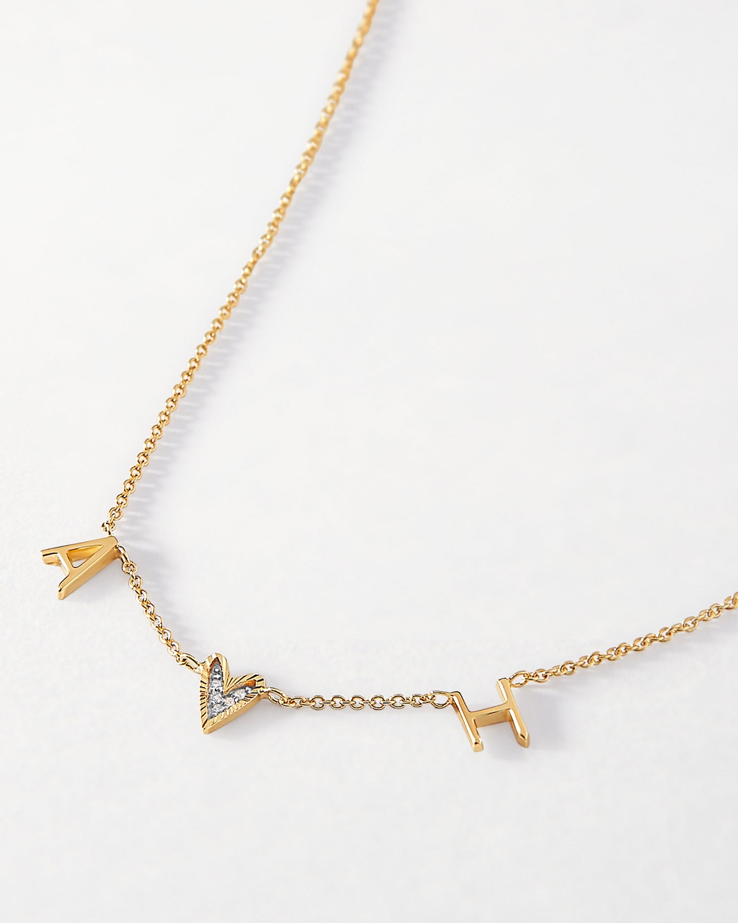 Your Heart Diamond Necklace 14ct Gold Customised Initial
